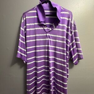Nike Purple and White Striped Polo Shirt
